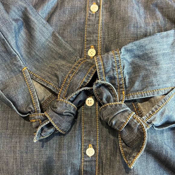 Veronica Beard Womens Blue Puff Sleeve Denim Shirt Blouse Top - Size 8 - NWOT - Picture 7 of 8